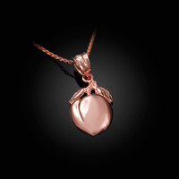 Polished DC Rose Gold Peach Fruit Charm Necklace