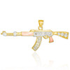Tri-tone Gold AK-47 Rifle CZ Pendant