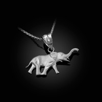 Satin DC White Gold Elephant Charm Necklace