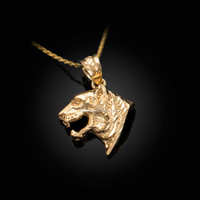 Yellow Gold Tiger Head DC Charm Necklace