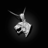 White Gold Tiger Head DC Charm Necklace