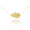 14K Gold Sideways Hamsa Diamond Necklace