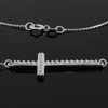 14K White Rose Gold Sideways Diamond Cross Pendant Necklace