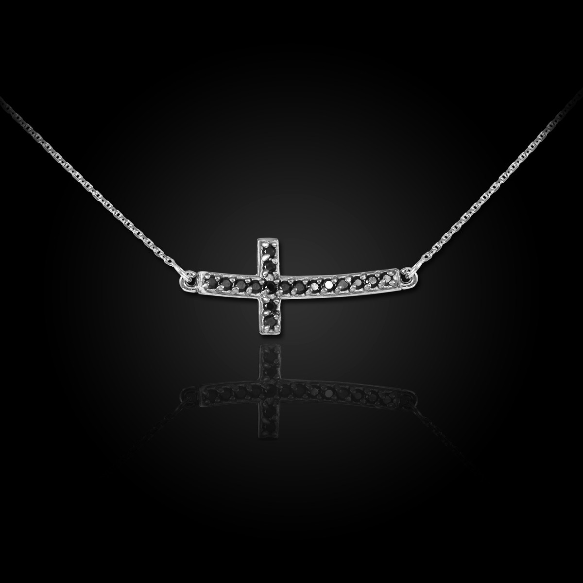 Best Deal...! AAA 2.00 Ct Black Diamond Cross Pendant With Chain In White  Gold
