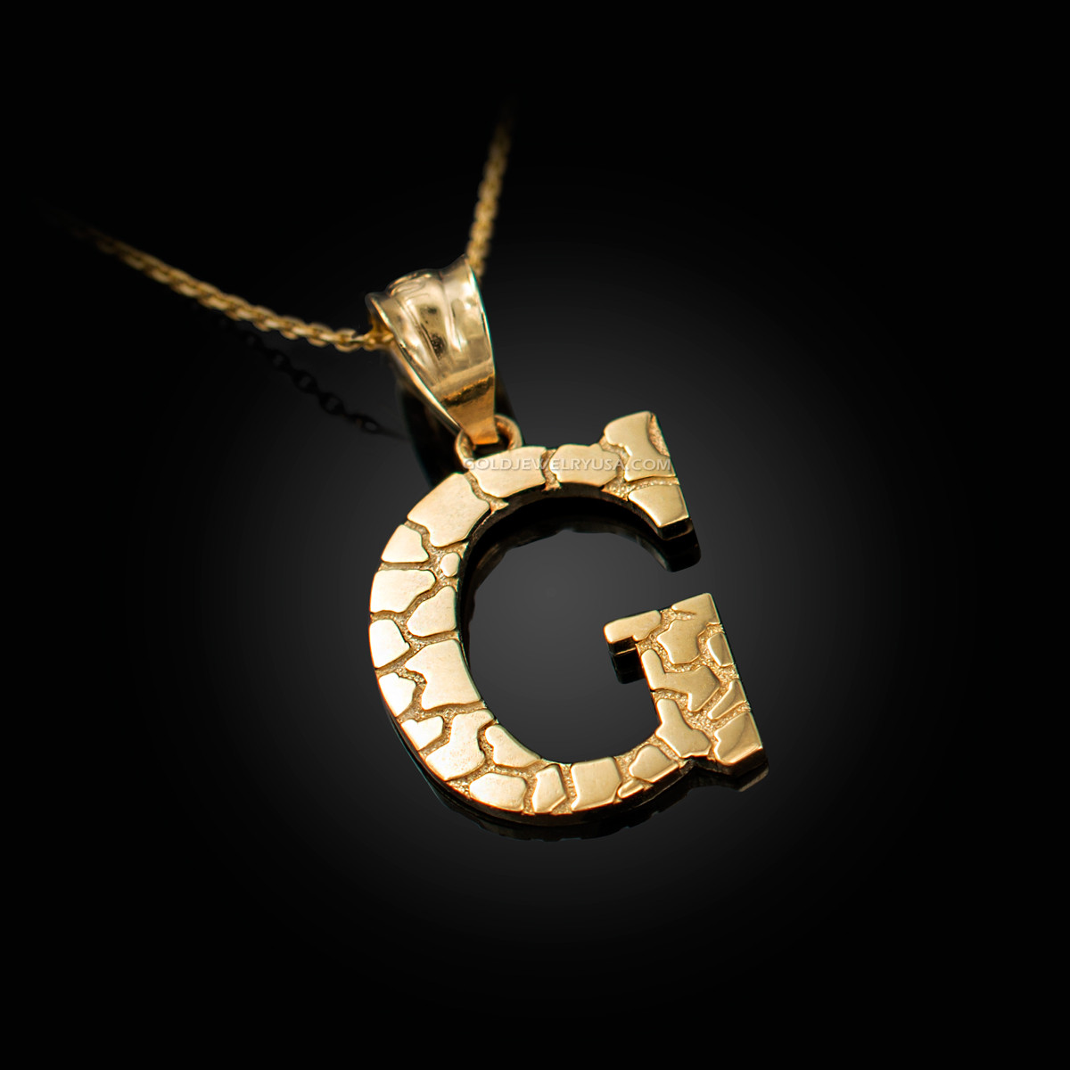 RCG10969-18 14K Gold Block Letter Initial G Necklace | Royal Chain Group