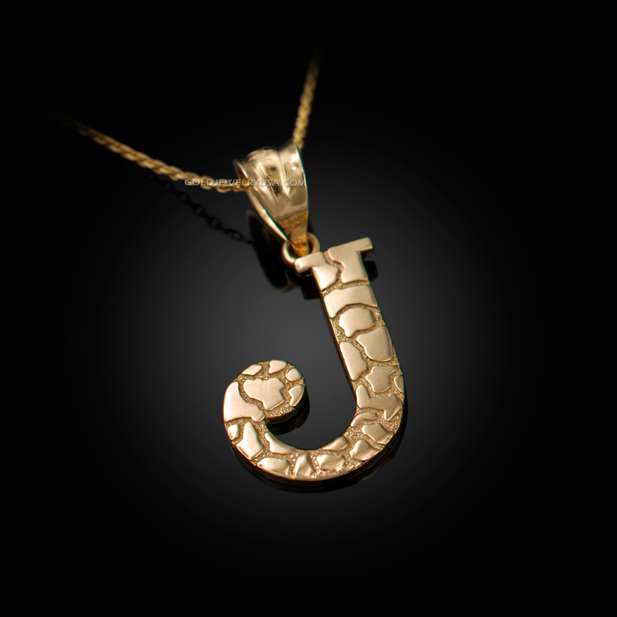 Jewelry Collection Floating Letter J Initial & Heart Mini Pendant Necklace,  Gold
