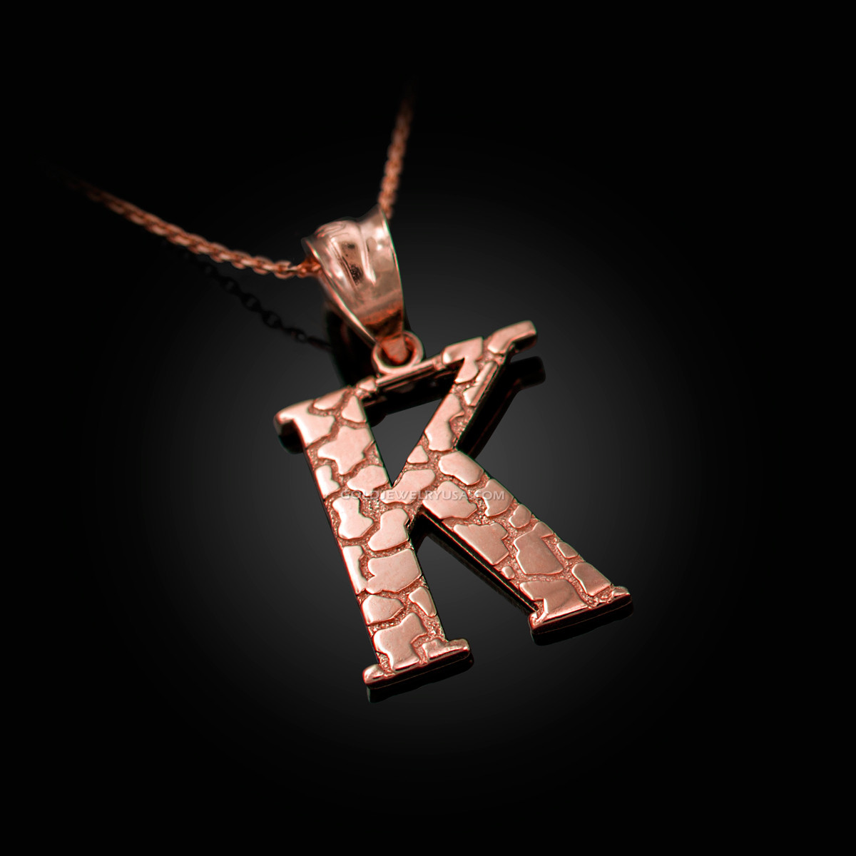 Initial Necklace, Letter K Diamond Pendant with 18k Yellow Gold Chain