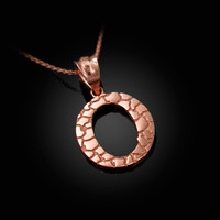 Rose Gold Nugget Initial Letter "O" Pendant Necklace