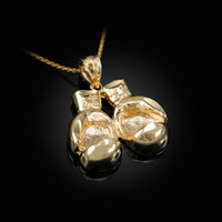 Yellow Gold Boxing Gloves DC Pendant Necklace
