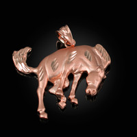 Rose Gold Bucking Stallion Horse Satin DC Pendant 