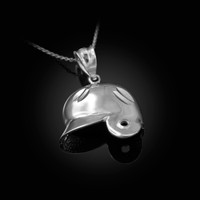 White Gold Baseball Helmet DC Charm Necklace