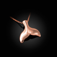 Polished Rose Gold Whale Tail Charm Necklace