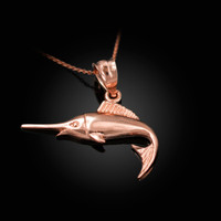 Rose Gold Marlin Fish Charm Necklace