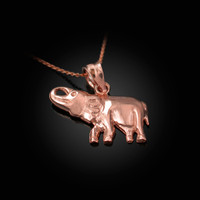 Polished Rose Gold Elephant Charm Necklace