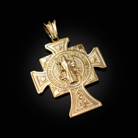 Solid Yellow Gold San Benito Cross Reversible Pendant