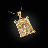 Yellow Gold Diamond Boxed Cross Pendant Necklace