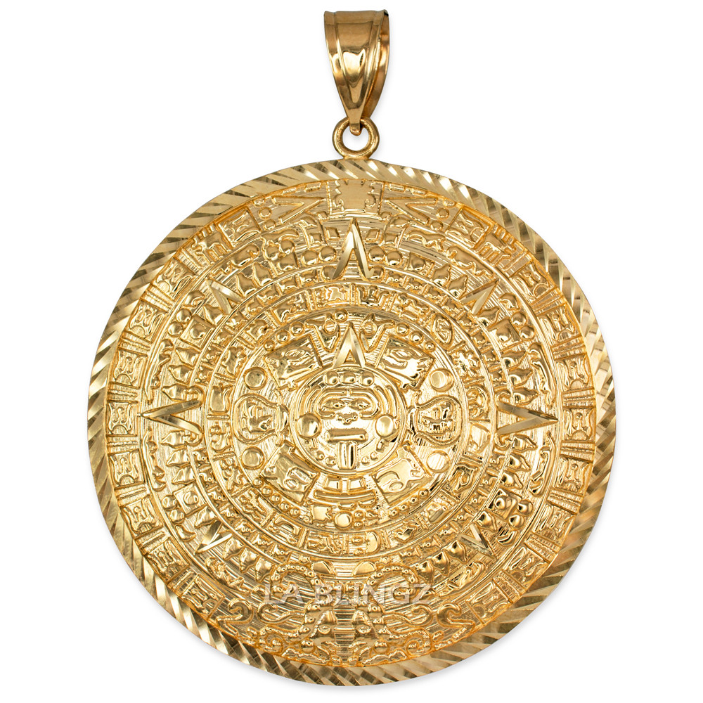 Yellow Gold Aztec Mayan Sun Calendar Extra Large Pendant (XL/XXL) yellow-gold-aztec-mayan-sun-calendar-extra-large-pendant-xl-xxl