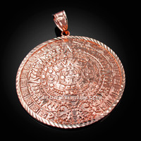 Rose Gold Aztec Mayan Sun Calendar Extra Large Pendant (XL/XXL)