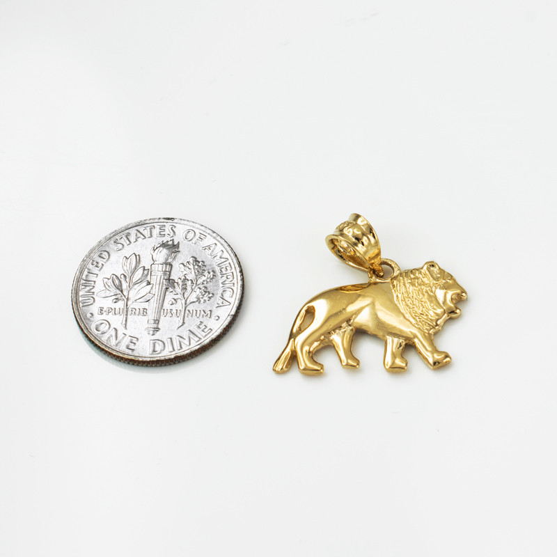 Yellow Gold Tiny Lion Charm Necklace