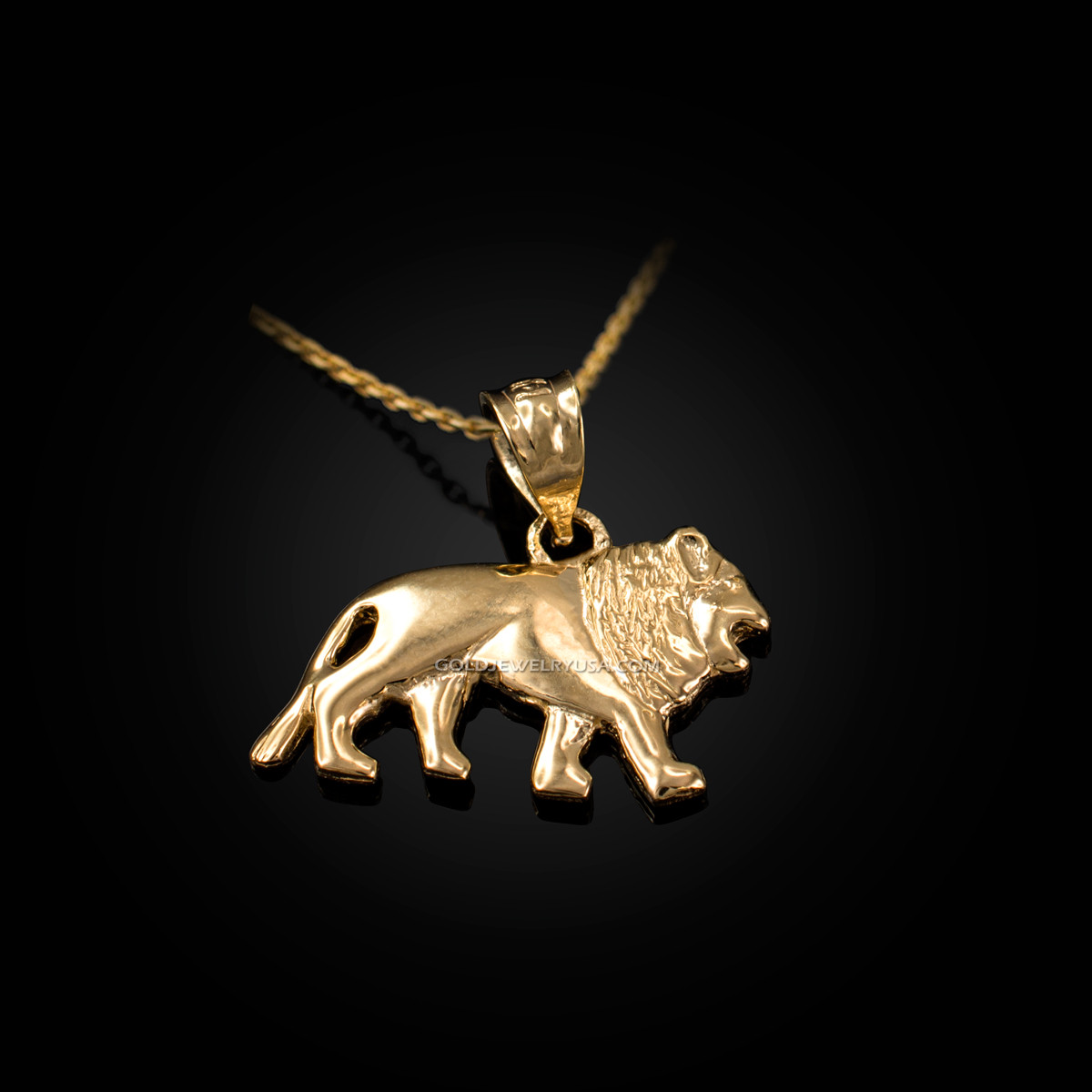 Yellow Gold Tiny Lion Charm Necklace