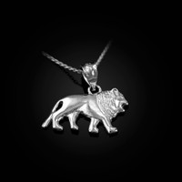 White Gold Tiny Lion Charm Necklace