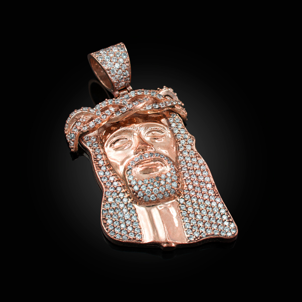 CZ Iced-Out Jesus Face Medium Pendant