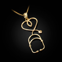 Yellow Gold Stethoscope Heart Pendant Necklace