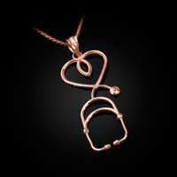 Rose Gold Stethoscope Heart Pendant Necklace