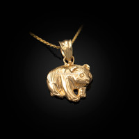 Yellow Gold Tiny Grizzly Bear DC Charm Necklace