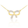 14K Polished Gold Diamond Bow Necklace
