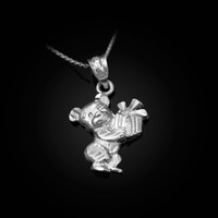 White Gold Cute Teddy Bear Gift Box DC Charm Necklace