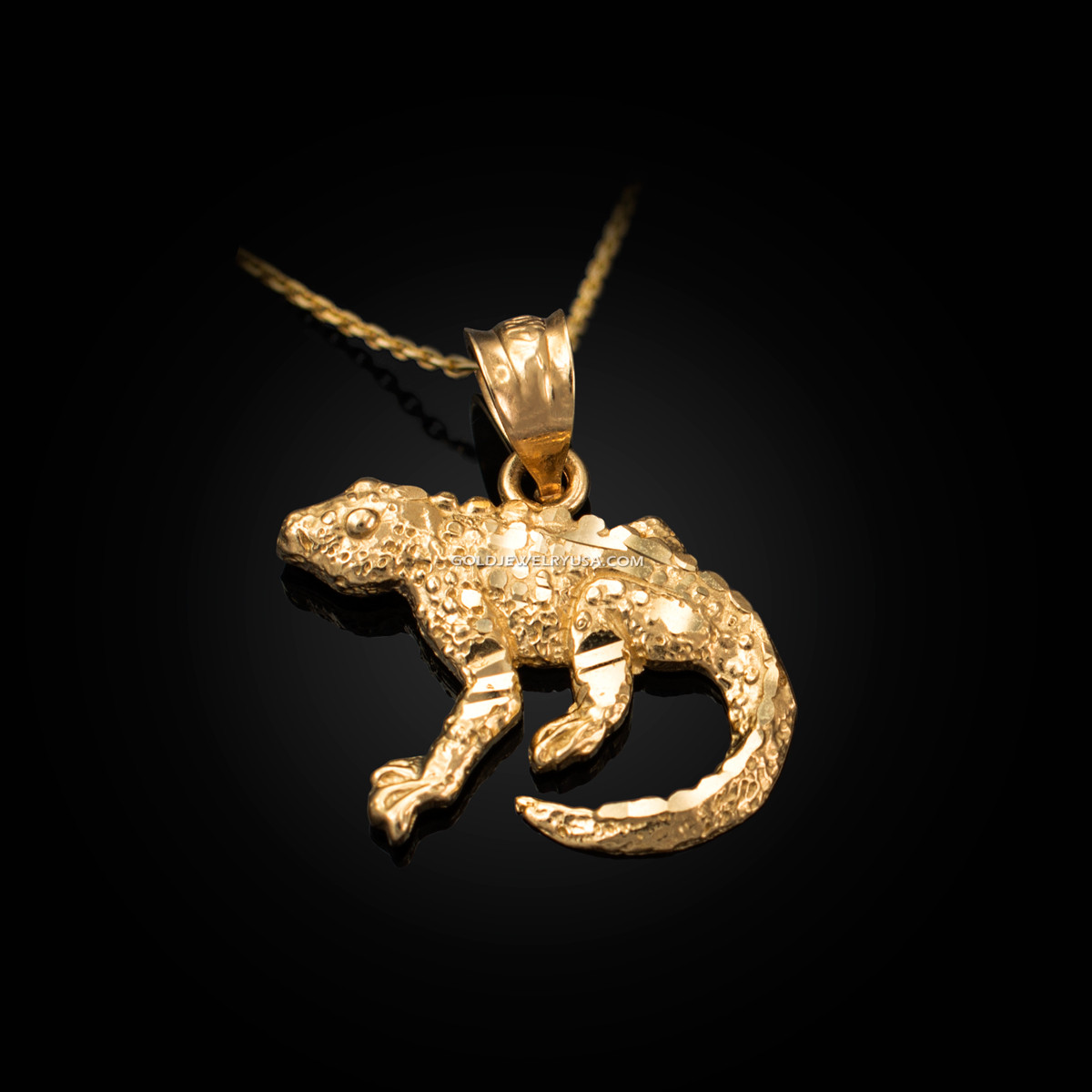 10k or 14k Real Gold Lizard Salamander Reptile Charm Pendant