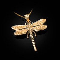 Solid Yellow Gold Dragonfly DC Pendant Necklace
