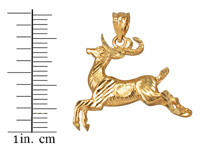 Yellow Gold Deer Pendant Necklace