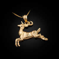 Yellow Gold DC Deer Pendant Necklace