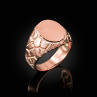 Rose Gold Oval Signet Mens Nugget Band  Ring