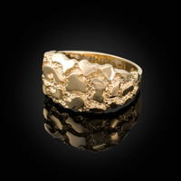 Polished Yellow Gold Mens Nugget Ring