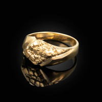 Mens Yellow Gold Diamond-shape Nugget Ring