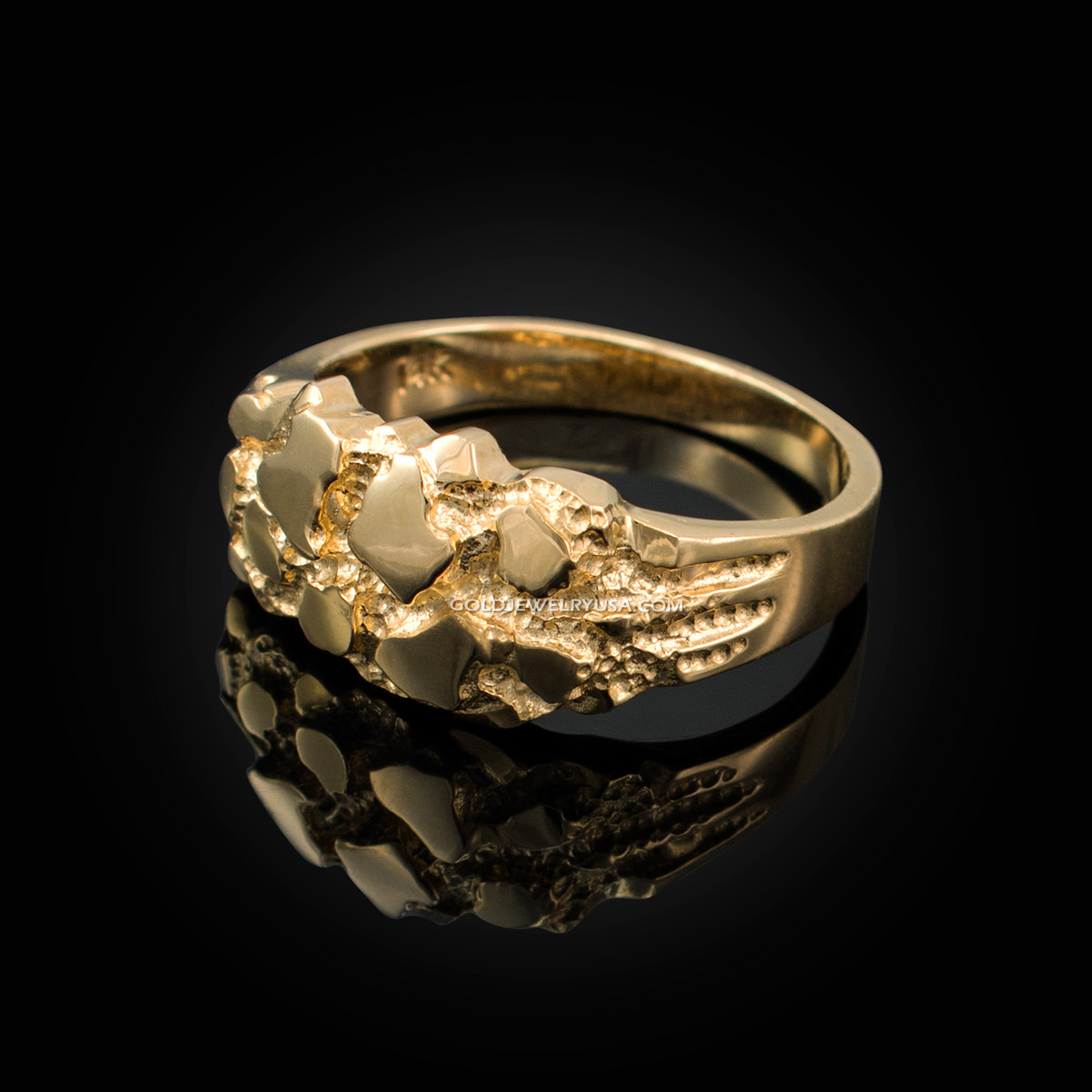 LA BLINGZ 10K Rose Gold Sparkle-Cut Midsize Nugget Ring