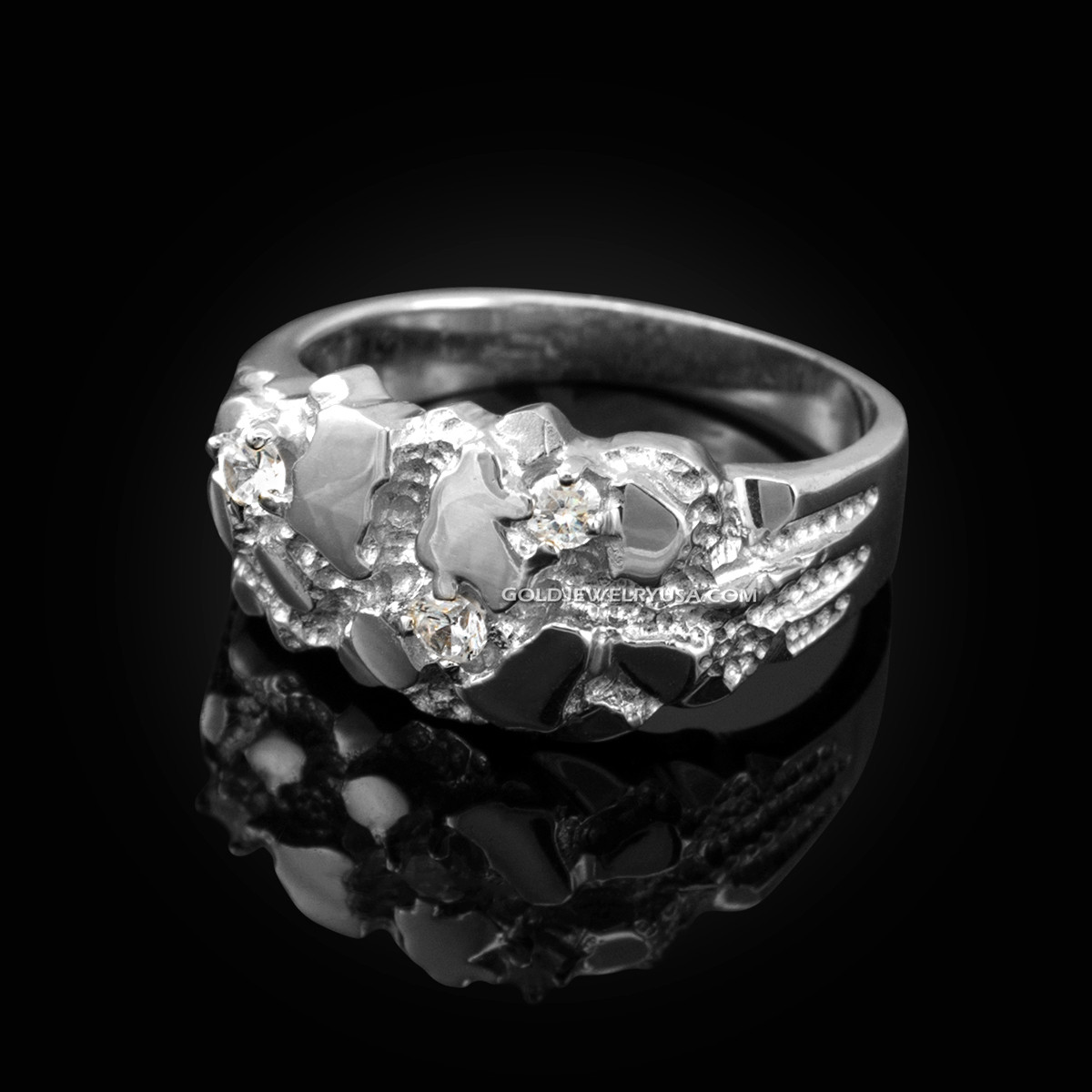 Mens white gold hot sale nugget ring