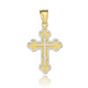 Two-Tone Gold Eastern Orthodox Cross Charm Pendant