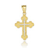 Two-Tone Gold Russian Eastern Orthodox Cross Charm Pendant