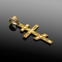 Gold Russian Orthodox Cross Pendant