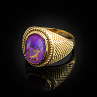 Yellow Gold Purple Copper Turquoise Statement Ring