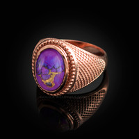 Rose Gold Purple Copper Turquoise Statement Ring