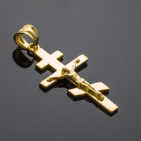 Gold Russian Orthodox Crucifix Pendant Necklace