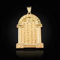 Gold Armenian Alphabet Plaque Pendant