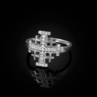White Gold Jerusalem Cross Diamond Ring