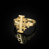 Yellow Gold Jerusalem Cross Ring