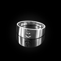 Polished White Gold Anchor Ring Band
